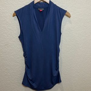 Vince Camuto Blue V-neck Sleeveless Knit Tee